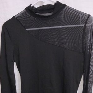 Black  half sheer long sleeve